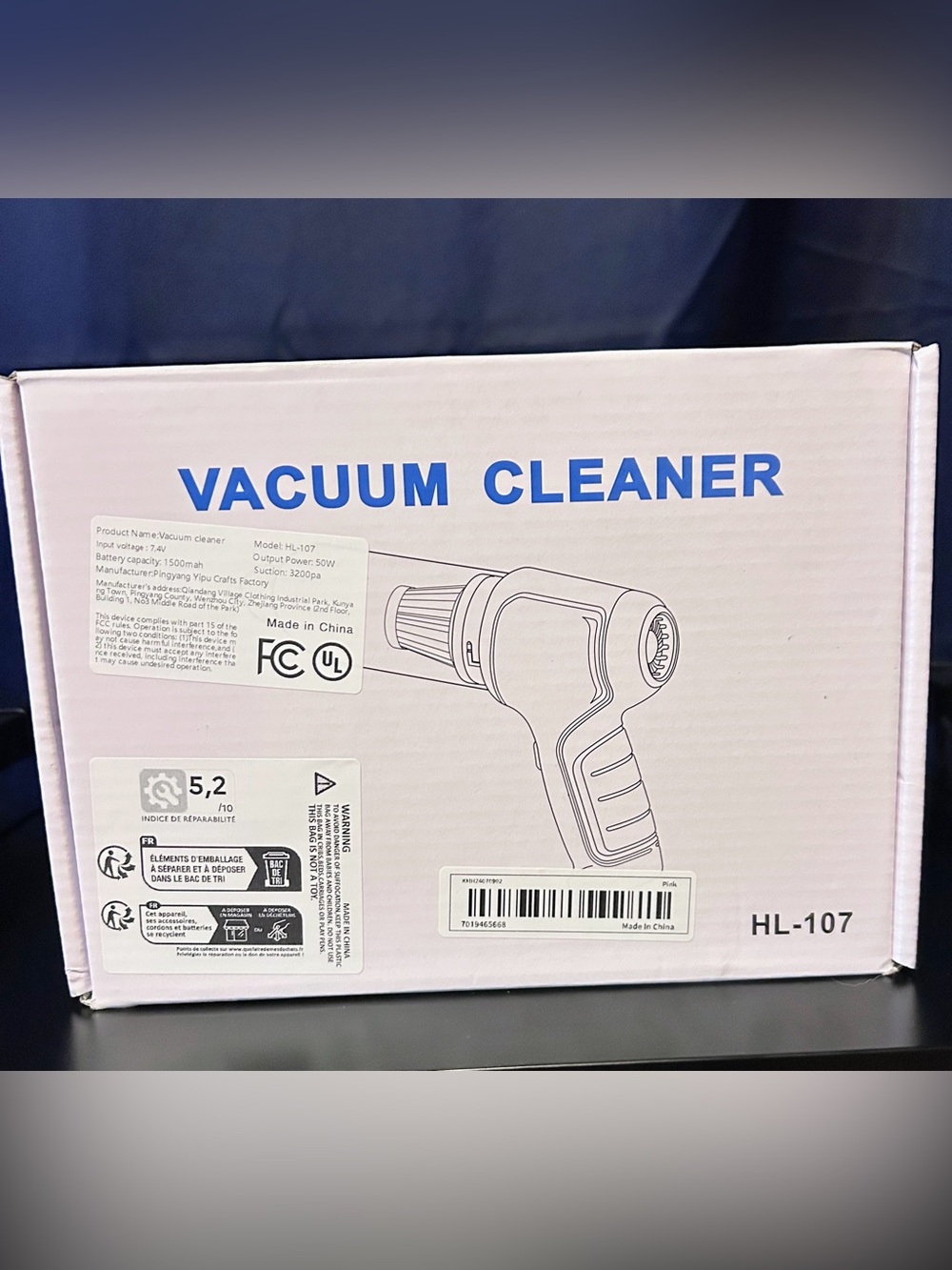New Handheld Portable Vacuum Cleaner Boxed Unit in Pink